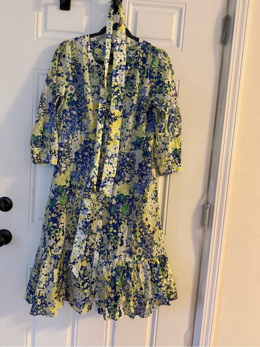 Talbots Floral V-Neck Button Front 3/4 Sleeve Fit & Flare Dress Cotton 10 - Picture 6 of 6